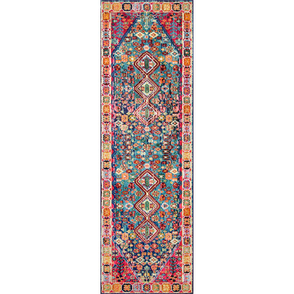 Bungalow Rose Shetucket Oriental Area Rug in Blue/Pink/Orange & Reviews